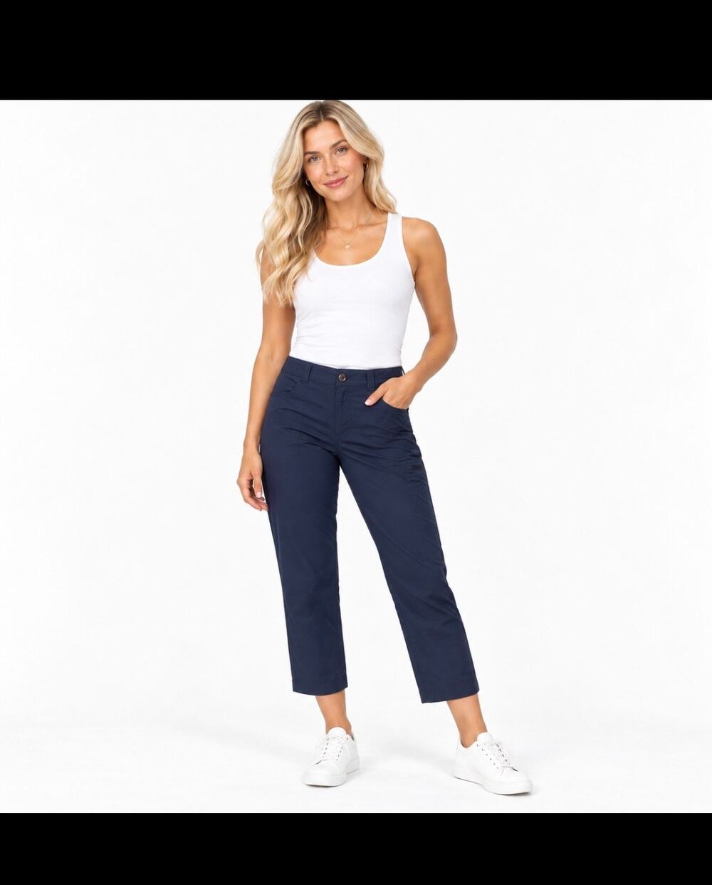Eddie Bauer Navy Stretch Utility Cropped Pant women 14